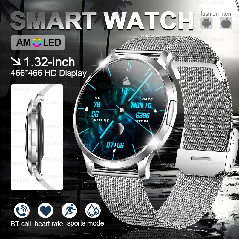 Damen-Smartwatch mit Bluetooth-Anruf, individuelles Zifferblatt, weibliche Zeitraum, Herzfrequenz-Oximetrie-Monitor, AMOLED-HD-Bildschirm, Smartwatch für Herren, 2025 Image