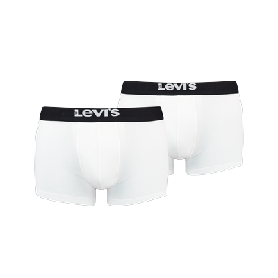 Trunk LEVI'S "LEVIS MEN SOLID BASIC TRUNK ORG CO 2P", Herren, Gr. S, schwarz-weiß (weiß, schwarz), Obermaterial: 95% Baumwolle, 5% Elasthan, normal, Unterhosen, mit breitem Logobund Image