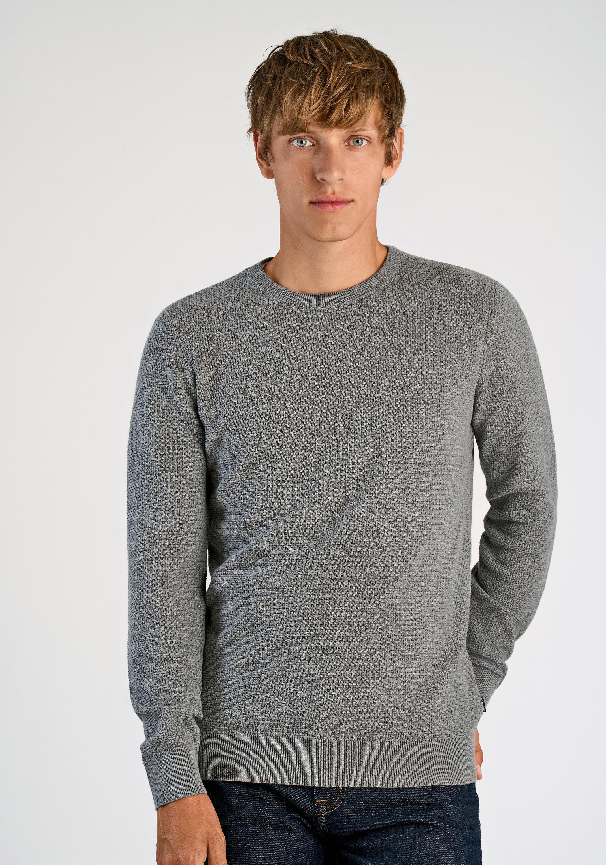 Strickpullover LINDBERGH "Strickpullover Relaxed Fit", Herren, Gr. 3XL, grau (dk grau), Obermaterial: 60% Baumwolle, 40% Polyester, unifarben, Rundhals, Pullover Strickpullover