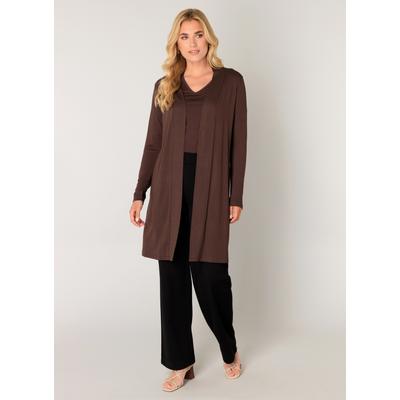 Longstrickjacke BASE LEVEL "Yayla Long", Damen, Gr. 38, braun, Strick, Obermaterial: 94% Viskose, 6% Elasthan, unifarben, casual, figurumspielend ca. Mitte Oberschenkel, tiefer Rundhals, Langarm angesetztes Bündchen, Strickjacken, ohne Verschluss Image