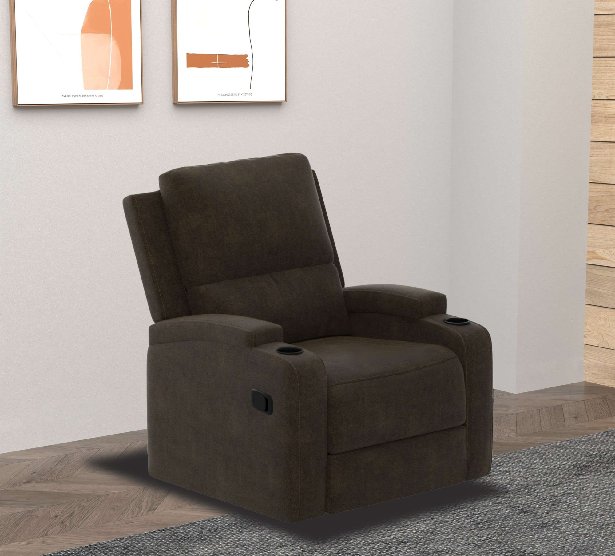 Relaxsessel HOME AFFAIRE "Napori", grau (anthrazit), B:87cm H:105cm T:94cm, 100% Polyester, Sessel, Relaxsessel, TV-Sessel, Kinosessel mit Relaxfunktion in 2 Sitzen, Getränkehalter