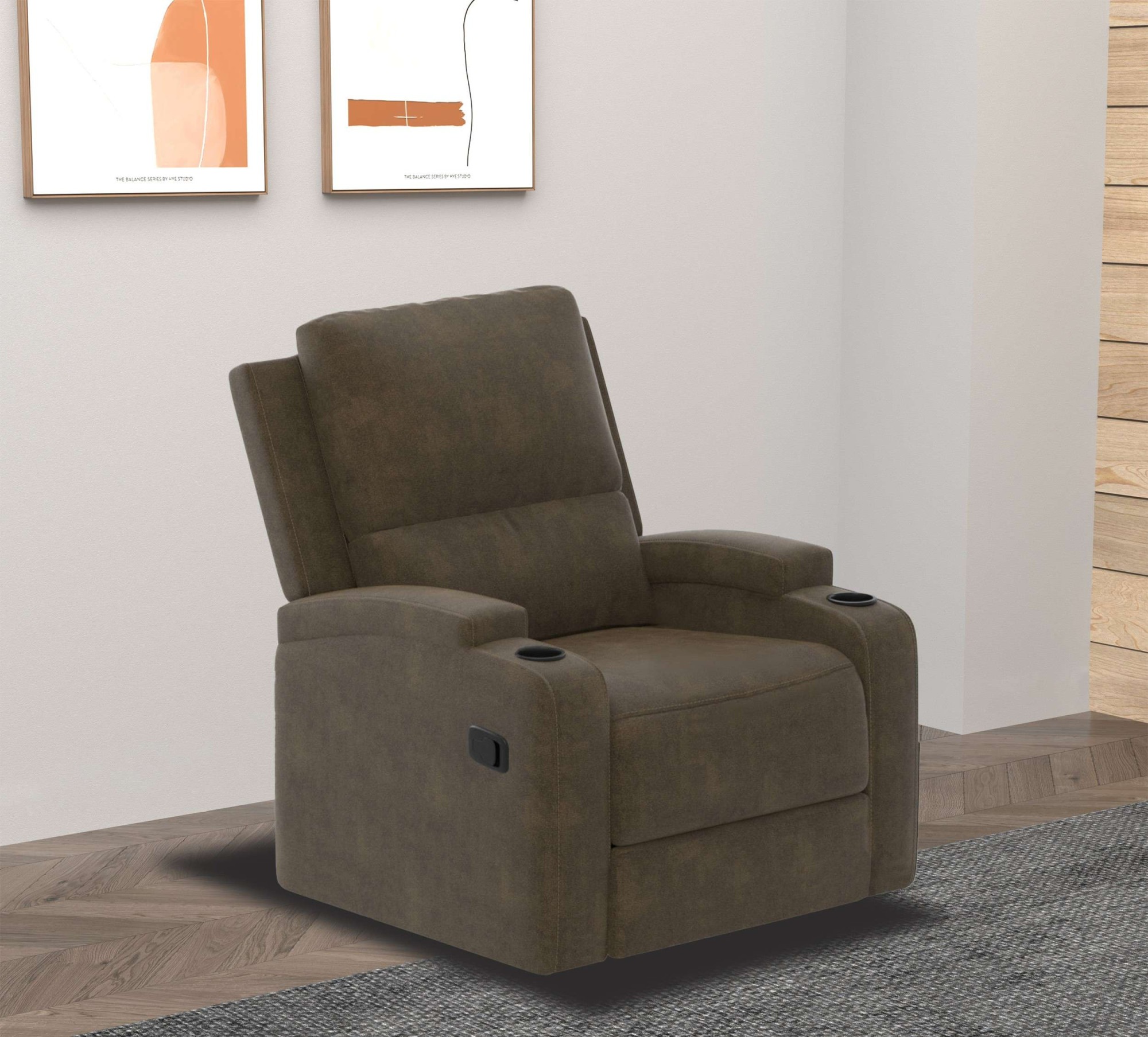 Relaxsessel HOME AFFAIRE "Napori", beige (taupe), B:87cm H:105cm T:94cm, 100% Polyester, Sessel, Relaxsessel, TV-Sessel, Kinosessel mit Relaxfunktion in 2 Sitzen, Getränkehalter