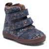 Lauflernschuh BISGAARD "storm lamb", Kinder, Gr. 22, blau (blau flower), Leder, casual, Schuhe, Babyschuh mit Lammfell, Größenschablone zum Download