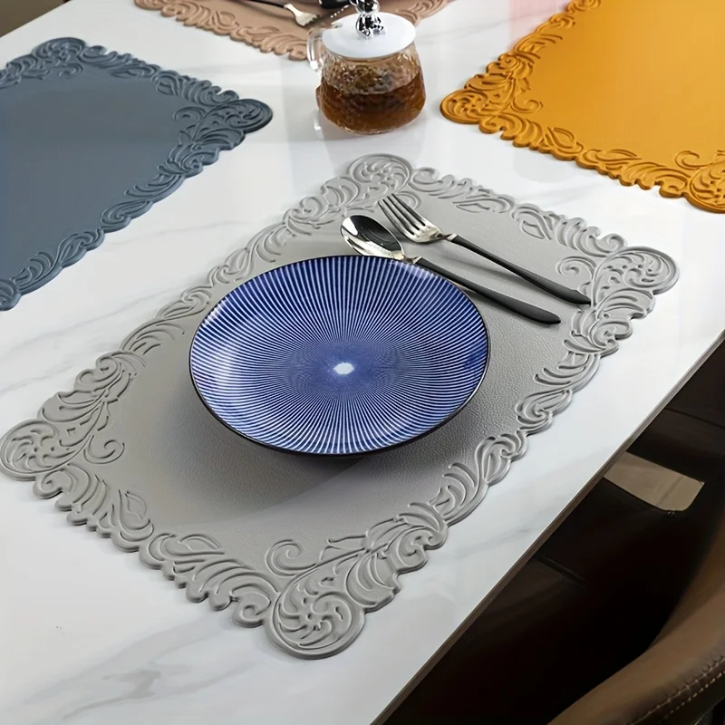 1/4/10PCS Tischsets Tischset Geschirr Pad PU Leder Wasserdichte Wärmedämmung Nicht-Slip Tischset Weiche Morandi schüssel Untersetzer Image