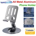 Supporto per telefono cellulare con rotazione a 360 gradi in alluminio interamente in metallo Staffa universale pieghevole design a doppio albero stabile anticaduta