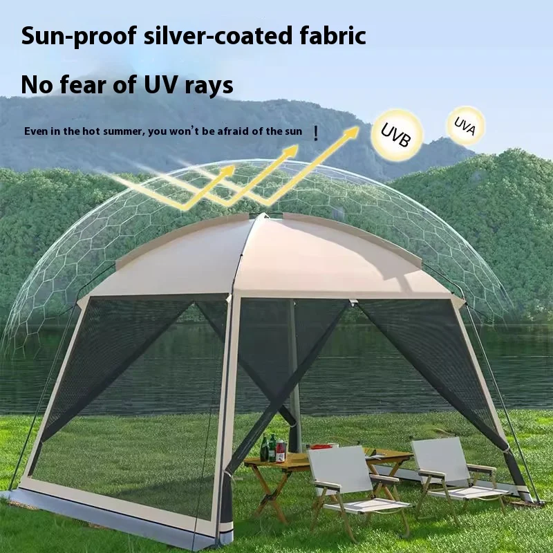 Großer Zeltüberdachung für den Außenbereich, Sonnenschutznetz, tragbares, mückensicheres Zelt, Strand, Camping, Pavillon Image