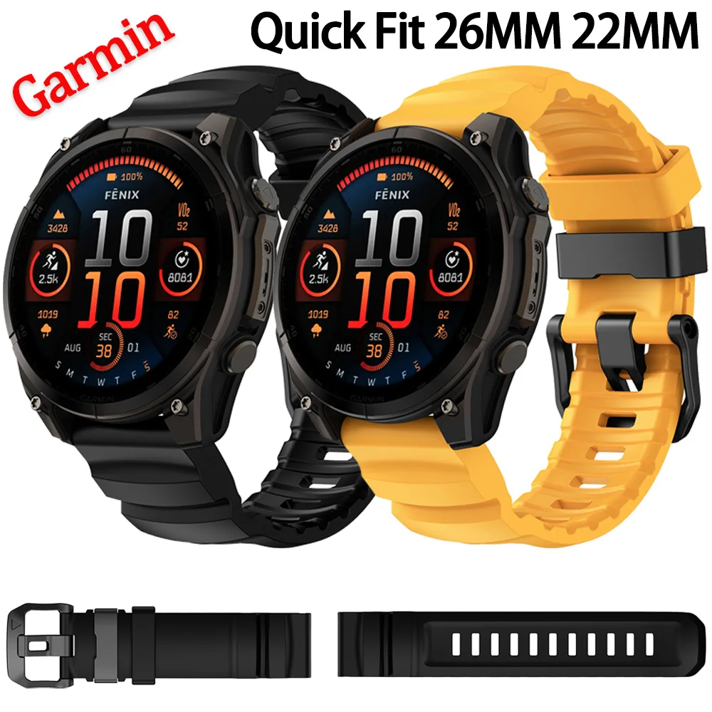 26 mm 22 mm Quickfit-Armband für Garmin Quatix 8 51 mm 47 mm/Tactix 8/Fenix 8 7 E 7X Pro 6 6X 5/Enduro 3/Epix Pro Trail Silikonband Image
