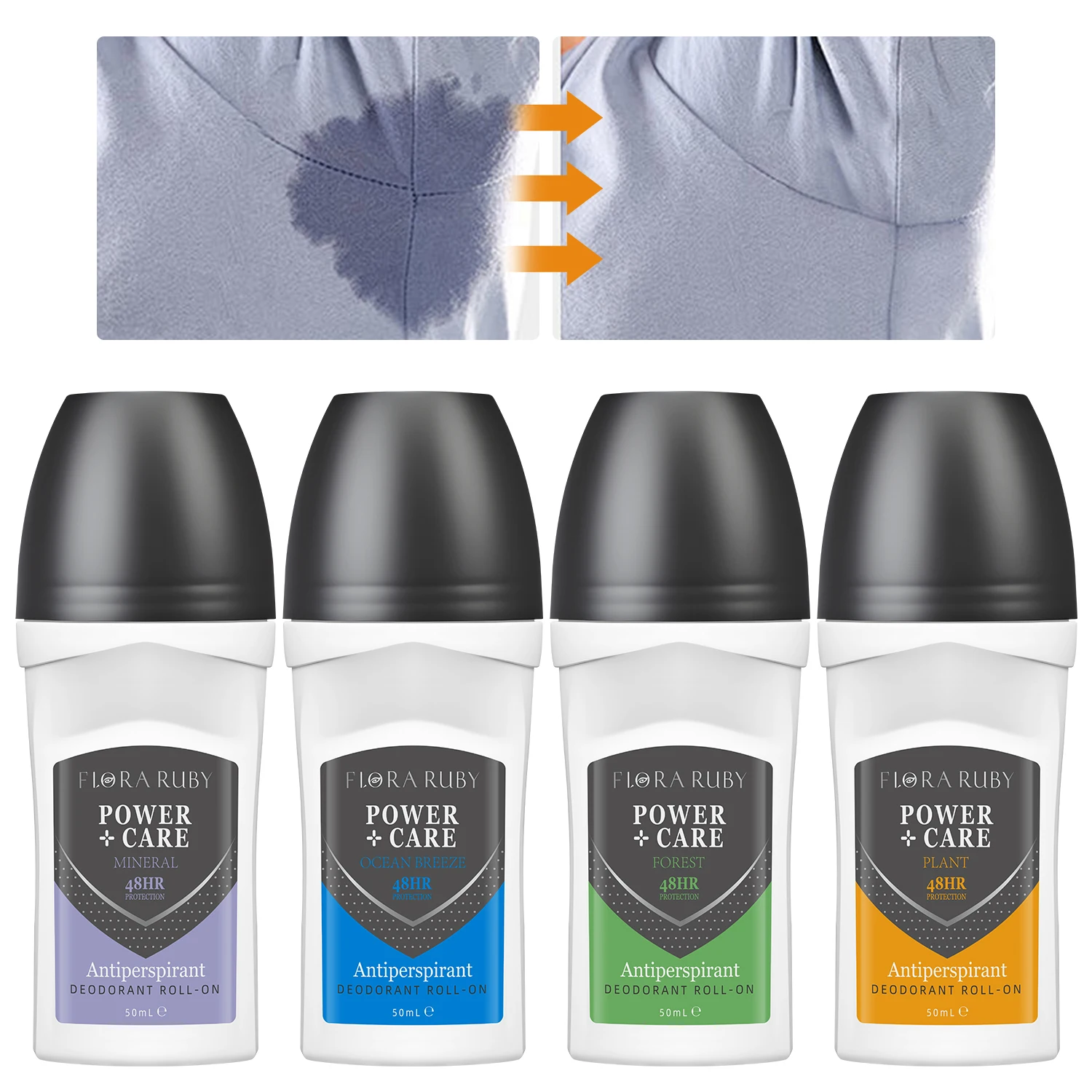 50 ml Roll-On-Körperdeodorant für Männer, Roll-on-Schwitzen, Geruchsentferner, Achsel-Deodorant-Stick, schnell trocknend, langlebig, tragbar, erfrischend Image