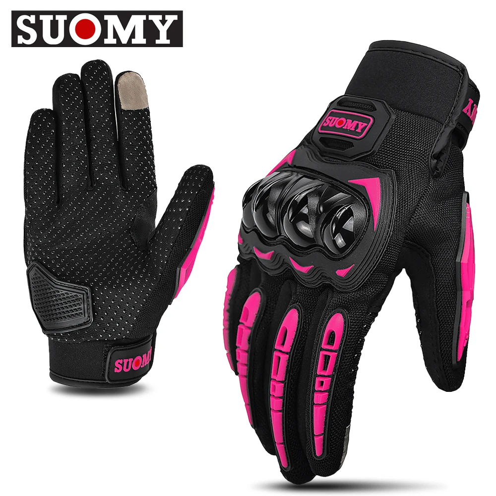 Sommer Frauen Motorrad Handschuhe Dame Rosa Atmungsaktive Tragen-beständig Motorrad Handschuhe Touchscreen Radfahren Moto Handschuhe Weibliche Image