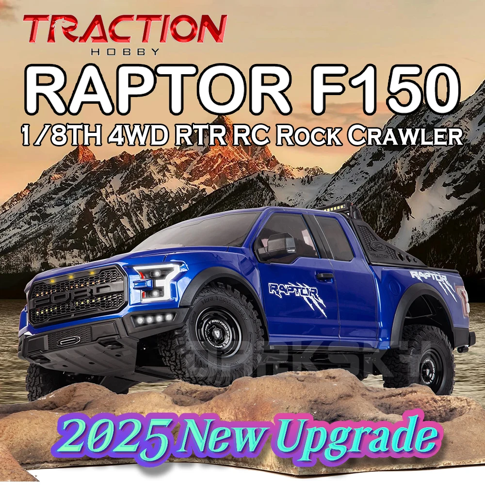 TRACTION HOBBY 2025 RAPTOR F150 RC Crawler 4WD 1/8 Elektrische Fernbedienung Modellautos RTR Spielzeug für Erwachsene und Kinder