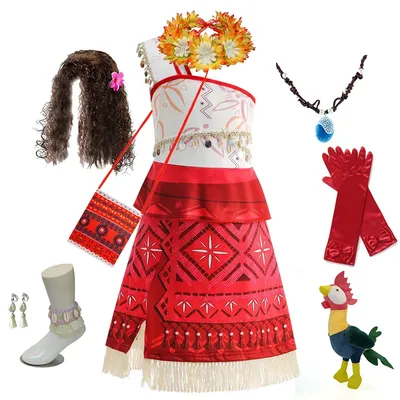 Mädchen Disney Film Moana Kinder Kostüme für Mädchen 2025, Karneval Party Abendkleid Robe Spielen Kinder Kleidung Vaiana Prinzessin Kleid Image