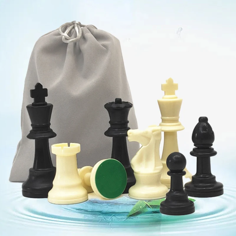 Kunststoff-Schachspiel, 32-teilig, King-Size-Größe 49/64/75/95 mm, Standard-Schachspiel für mittelalterliche Schachfiguren, Faimly-Tischbrettspiel, Image