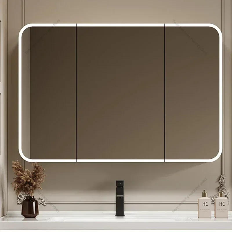 Mobili da bagno intelligenti in alluminio spaziale Armadietti da specchio multifunzione nordici a parete Scaffali Mobili per la casa Arredo Bagno FYB