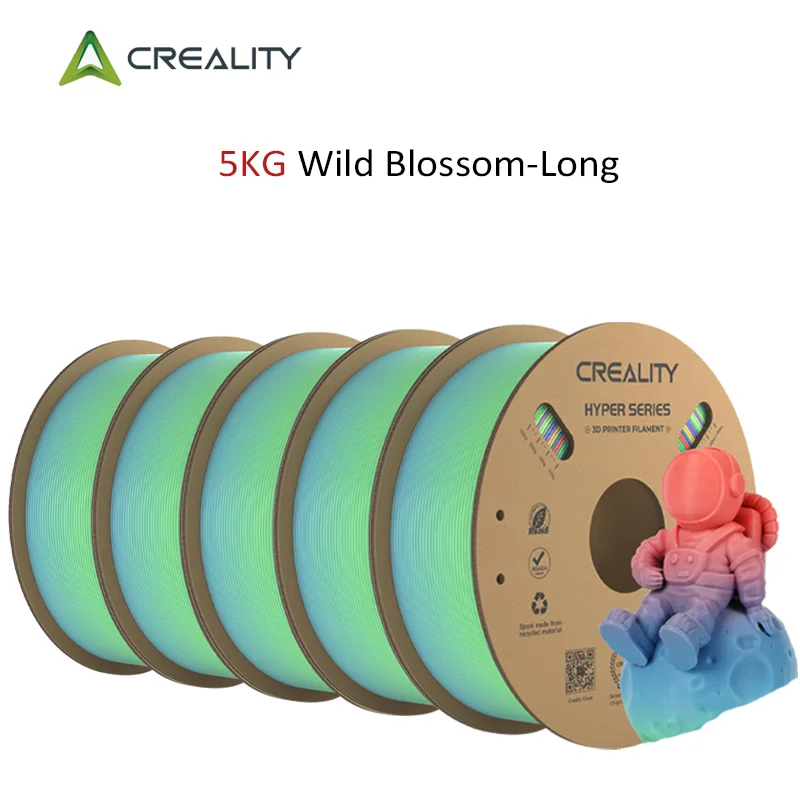 5 Rollen Creality Hyper PLA Rainbow Filament 1,75 mm 5 kg Hyper PLA 3D Filamente Hochgeschwindigkeits- und Zwischenschichtfestigkeitsdruckfilamente Image