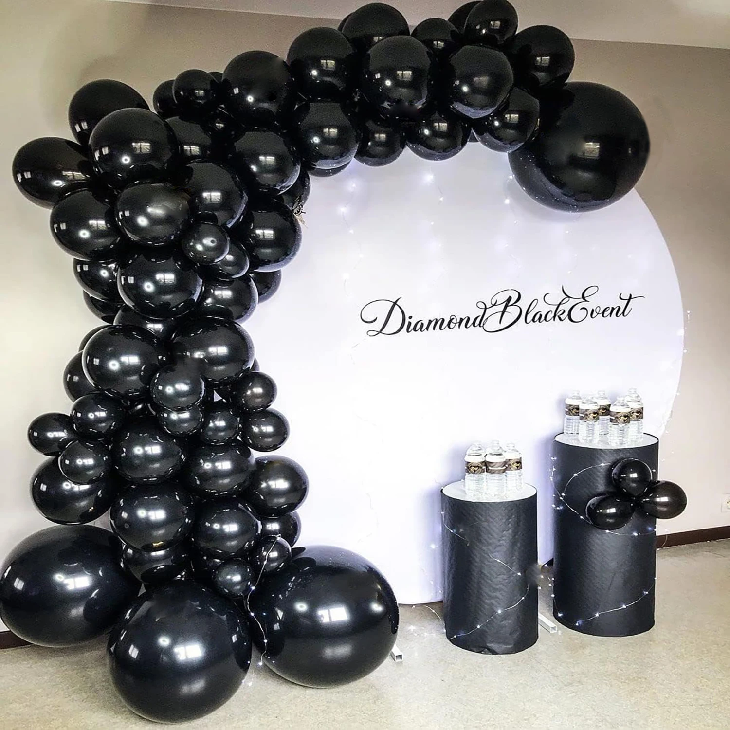 94-teiliges schwarzes Latex-Ballon-Set, geeignet für Geburtstagsfeiern, Hochzeiten, Valentinstag-Party-Dekoration Image