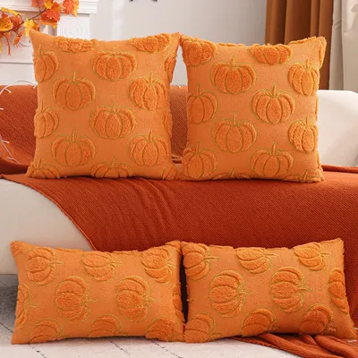 1PC Halloween Dekoration Wurf Kissenbezug Kürbis Quilten Plüsch Herbst Thanksgiving Ernte Dekoration Für Living Roo Image