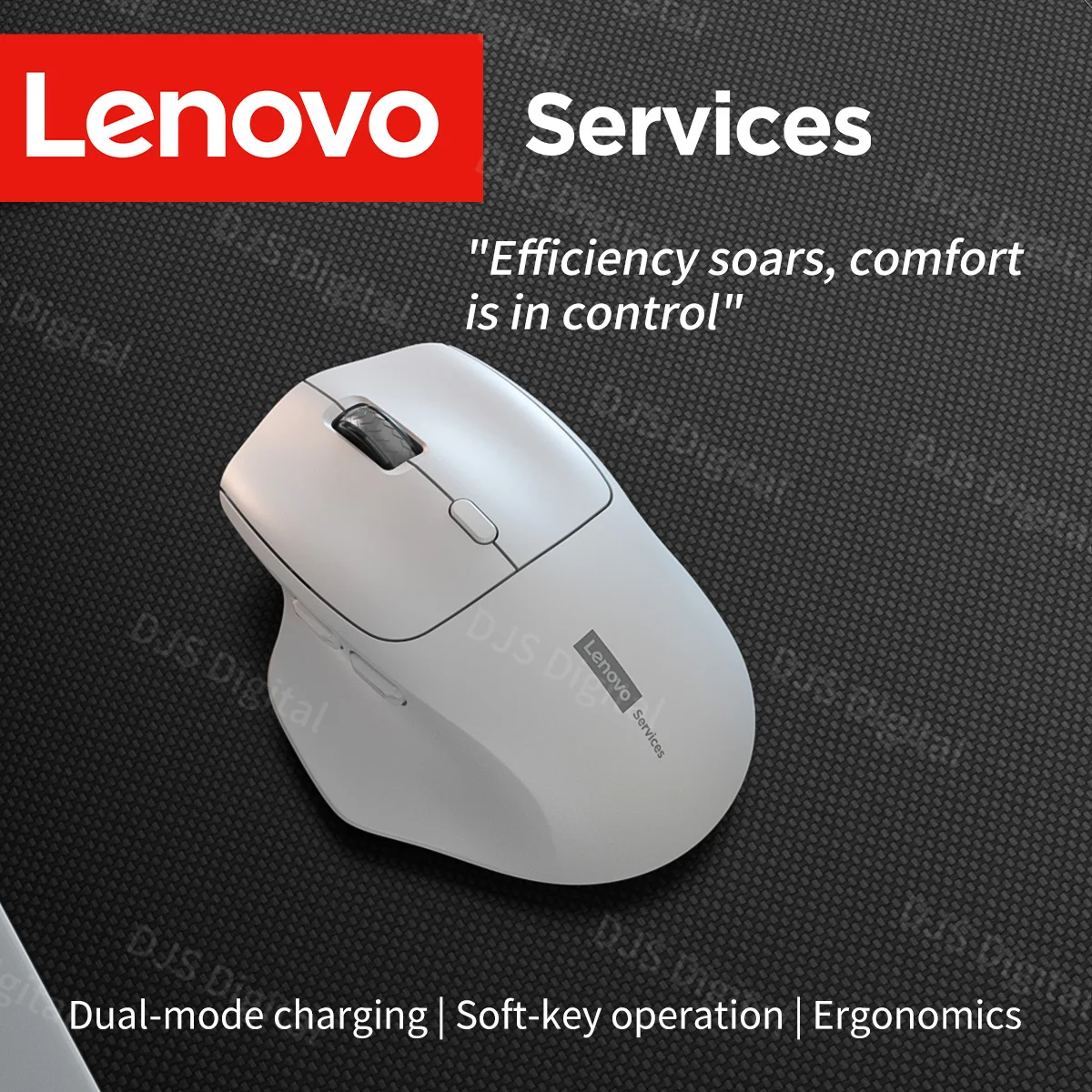 Lenovo Kabellose Maus, Ergonomisches Design, Angenehm zu Bedienen, Dual-Mode-Verbindung, Geeignet für Gaming und Büronutzung, Akku mit Großer Kapazität Image