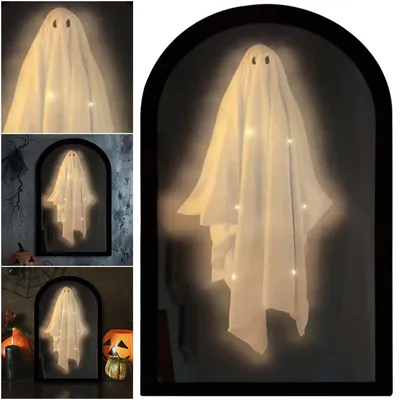 Halloween-Geisterspiegel, Nachtlicht mit gruseligen Augen, gruseliger Halloween-Spiegel, Spukspiegel, gruselige Halloween-Spukhaus-Dekoration Image