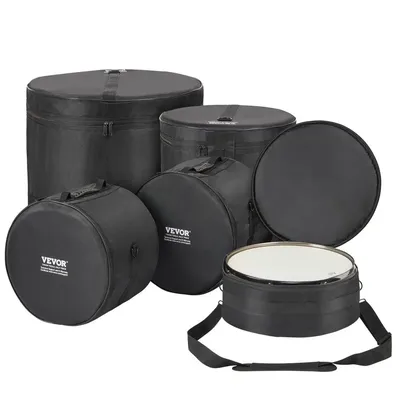 5Piece Drum Bag Set 1680D Oxford Fabric Padded Cases with Shoulder Strap for 22Inch Kick 12Inch Tom 13Inch Tom 16Inch Tom 14Inch