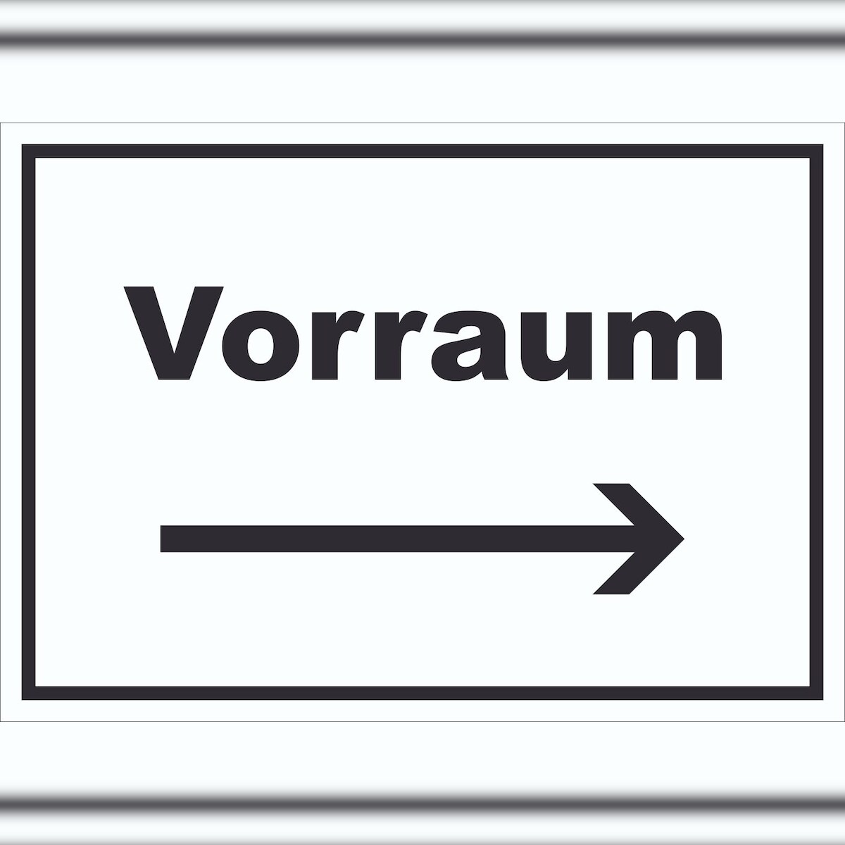 HB-Druck Vorraum Schild mit Text und Richtungspfeil rechts Diele Vorzimmer waagerecht A1 Rückseite selbstklebend