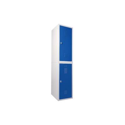 2 Schließfachschränke Stahlblech, HxBxT 900x415x490 mm, grau/blau Image