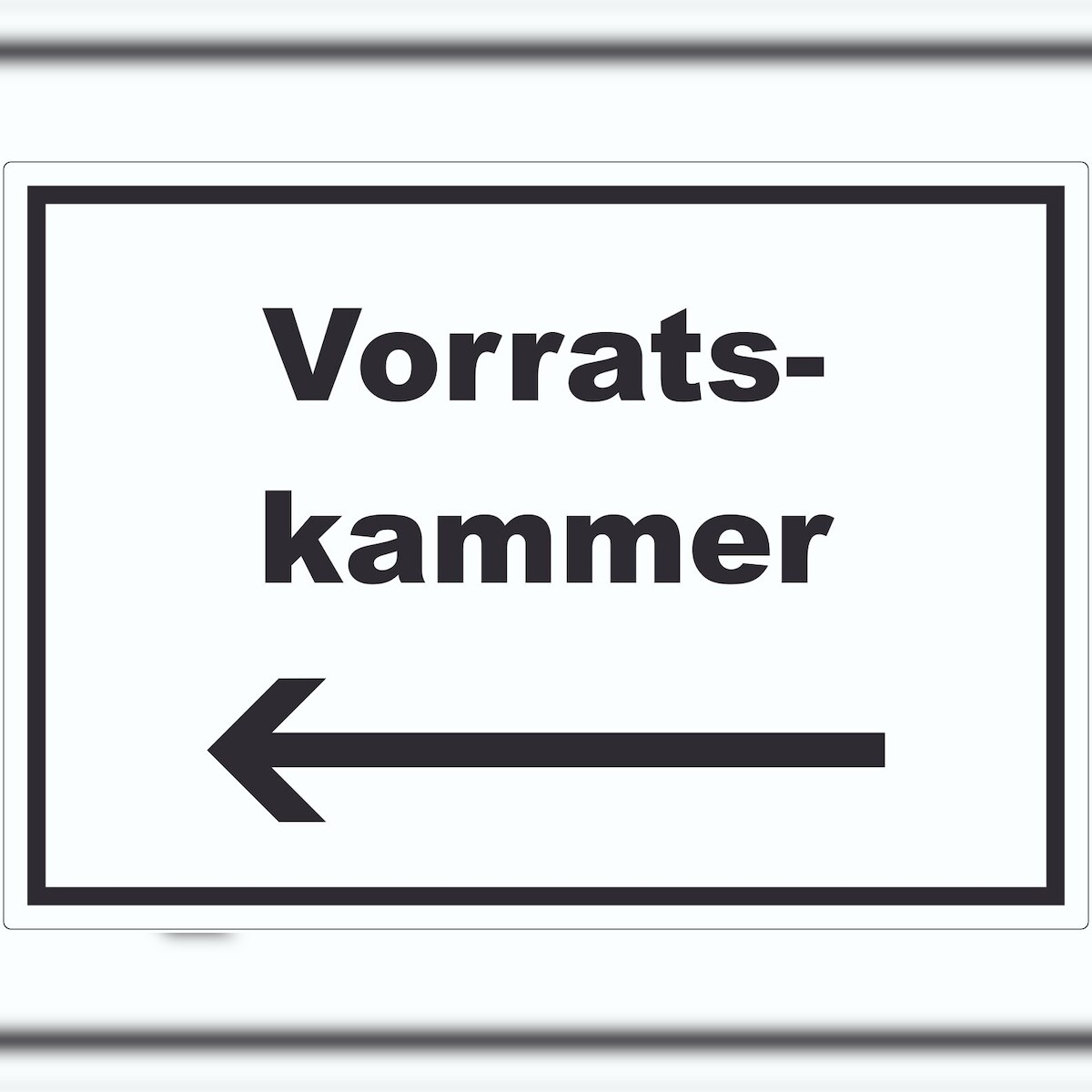 HB-Druck Vorratskammer Aufkleber mit Text Richtungspfeil links Pantry Reserve waagerecht A5 (148x210mm) Image