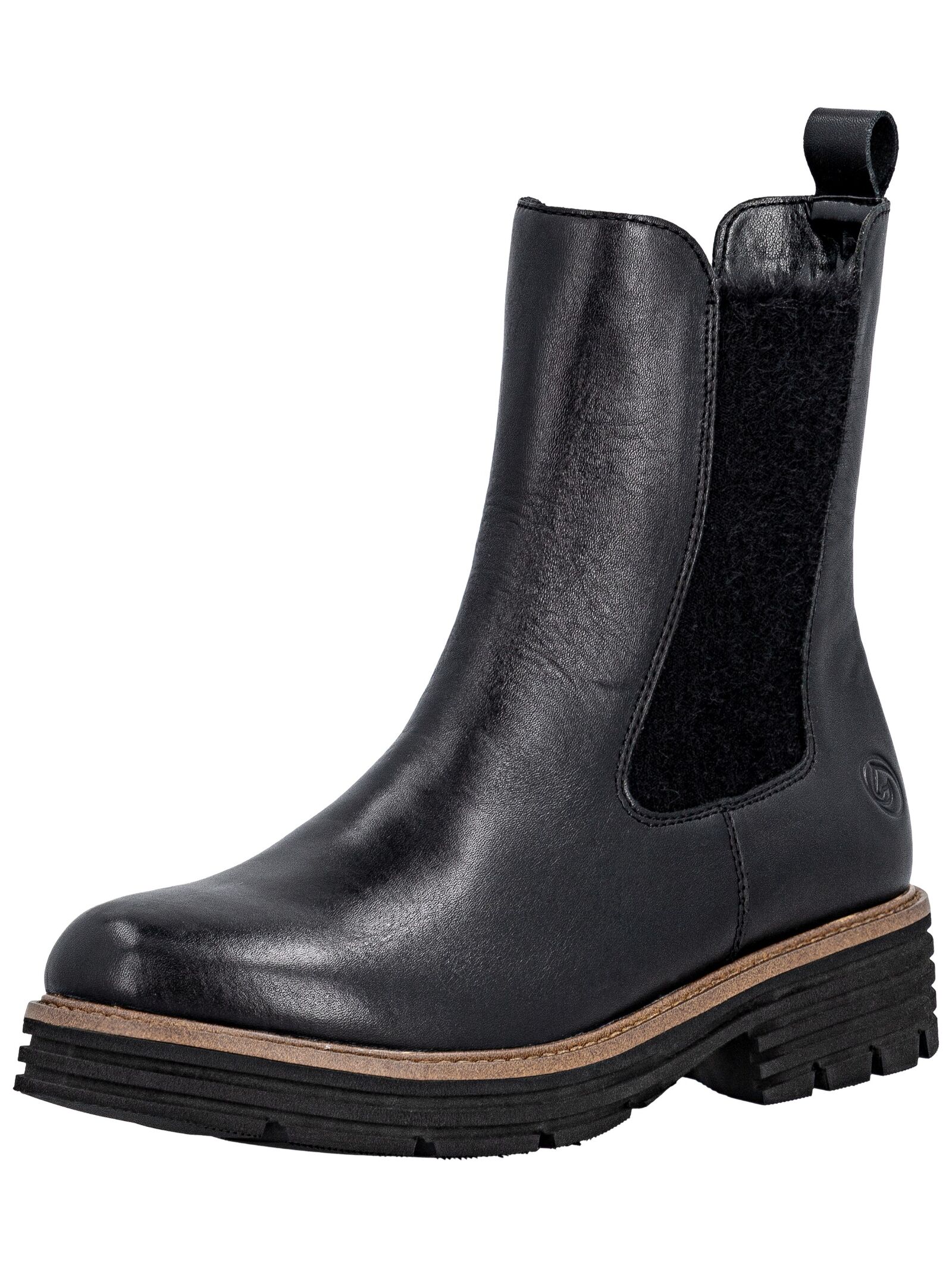 Stiefelette REMONTE "Remonte Stiefelette Leder/Textil", Damen, Gr. 42, schwarz (schwarz, schwarz), Leder, Textil, Schuhe