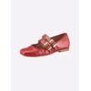 Ballerina HEINE, Damen, Gr. 39, rot, Leder, Glattleder, Lackleder, Lackleder, modisch, Schuhe