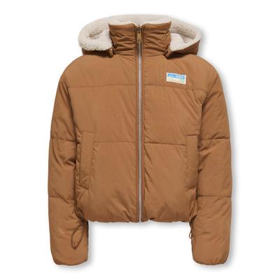 Steppjacke KIDS ONLY "KOGMARIA REVERSIBLE PUFFER JACKET OTW", Mädchen, Gr. 164, braun (toasted coconut), Web, Steppware, Plüsch, Obermaterial: 100% Polyamid, unifarben, modisch, hüftlang, Langarm, Jacken, als Plüschjacke oder Steppjacke tragbar Image