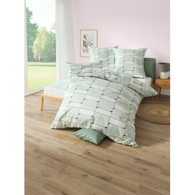 Bettwäsche JANINE Gr. 3, grün (kalkmint), B/L: 155cm x 220cm, 2-teilige Garnitur St., 2-teilige Garnitur St., Feinbiber, B/L: 80cm x 80cm, Feinbiber, 100% Baumwolle, Bettwäsche Image