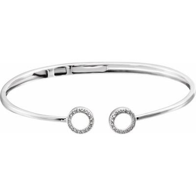 Curata 14k White Gold Polished 0.17 Dwt Diamond Circle Hinged Cuff Bracelet