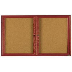 AARCO Enclosed Wall Mounted Bulletin Board Cork/Plastic in Red/White/Brown | 36 H x 72 W x 2 D in | Wayfair CBC3672R