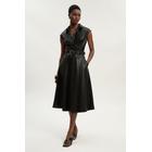 Karen Millen Womens Faux Leather Belted Midi Dress - Black - Size 16 UK | Karen Millen Sale | Discount Designer Brands