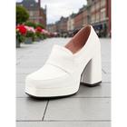 Women's Black Platform Loafer Heels - Retro Chunky Block Heel Slip-On Shoes for Office Wear,Street Style and Vintage-Inspired Outfits