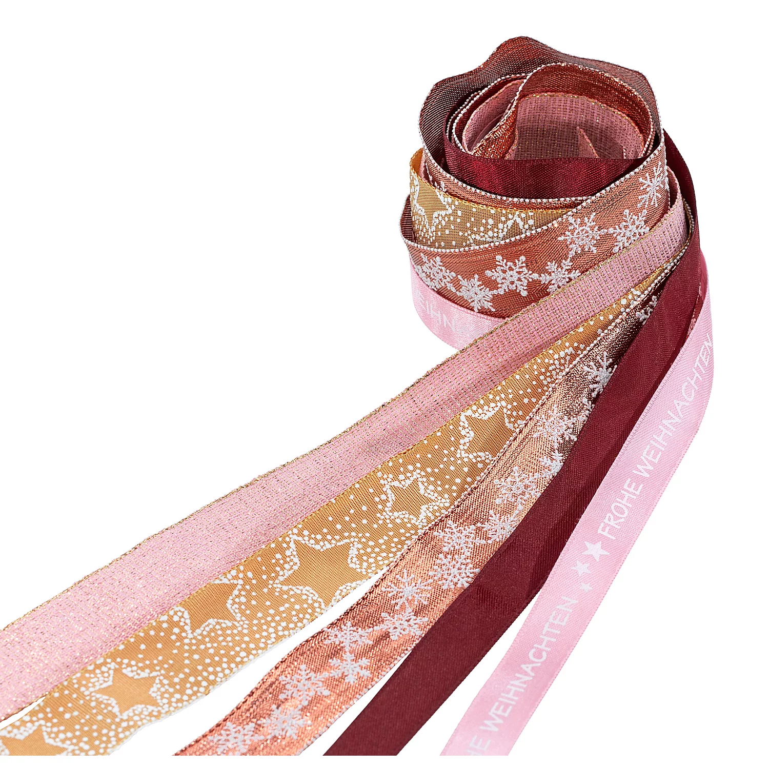 Bänderpaket Weihnachten, rosa-kupfer, 15–25 mm, 5x 2 m