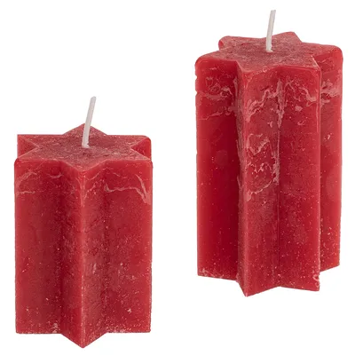 Rustikale Kerzen Stern, rot, 12 cm und 9 cm, 2 Stück Image