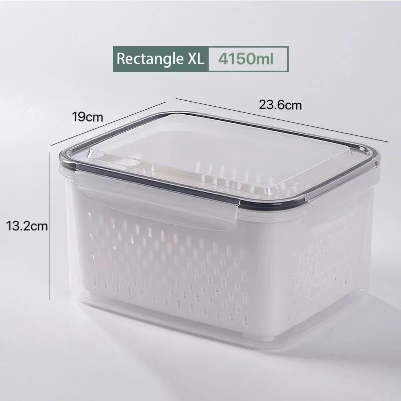 Plastic Fridge Food Storage Container With Lids Vegetable Fruit Keeper For Kitchen Refrigerator 8