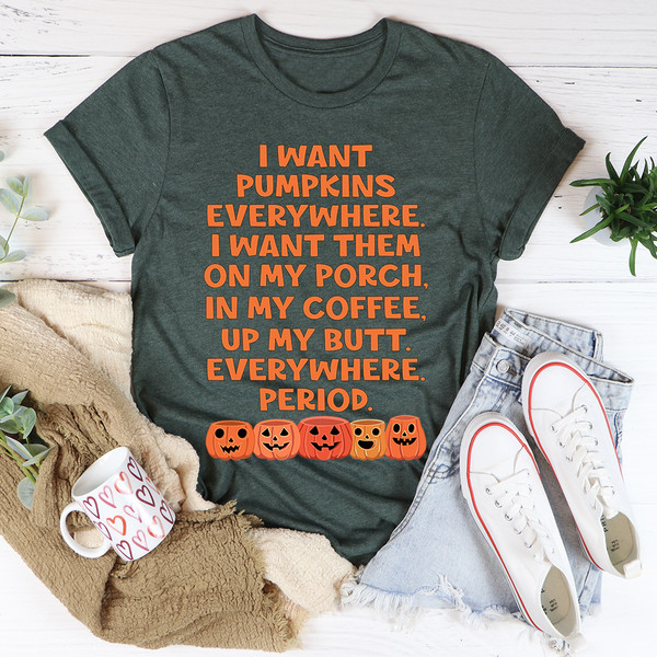 I Want Pumpkins Everywhere Tee Black Heather S