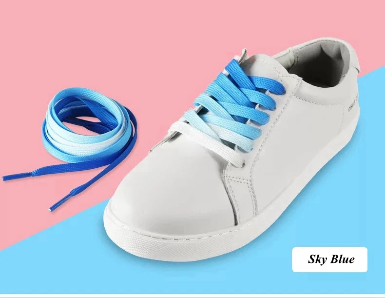 Gradient Shoelaces For Sneakers, Colorful Flat Shoe Laces For Casual Canvas Shoes, Sports Shoes, Trainers & Streetwear sky Blue 90cm