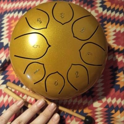 8 Tune Steel Tongue Drum Portable Hang Drum For Relaxation & Meditation Bright Gold