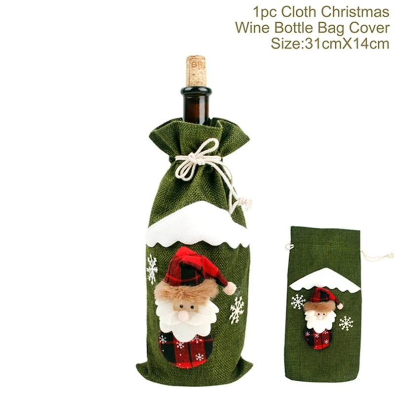 Christmas Wine Bottle Cover Home Decor 2023 Ornament Xmas Navidad Natal Gifts New Year 2024 5