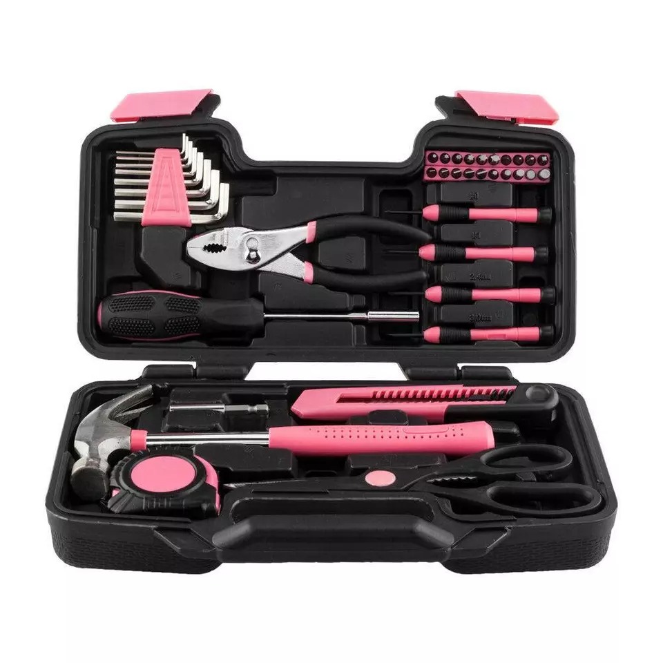 NEW 39pcs Pink Tool Set Household Tools Kit Box NEW 39pcs Pink Tool Set Household Tools Kit Box