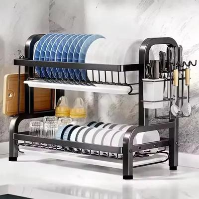 Stainless Steel Adjustable Dish Drying Rack With Drainboard Kitchen Plate Organizer & Cutlery Holder Stainless Steel Adjustable Dish Drying Rack With Drainboard Kitchen Plate Organizer & Cutlery Holder