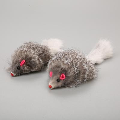 Soft Plush Mouse Cat Toy With Long Haired Tail Fun Kitten Training Game & Pet Supply Gray