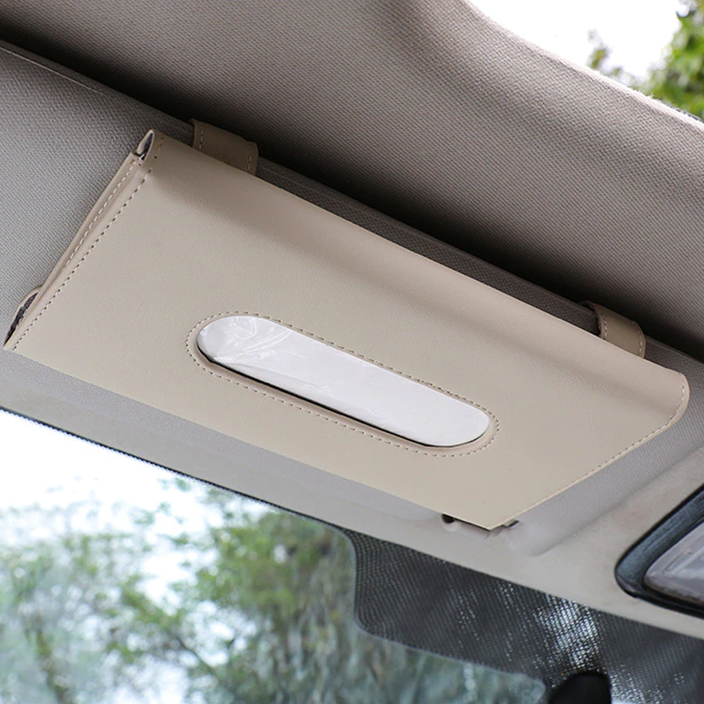 Car Sun Visor Tissue Holder Beige