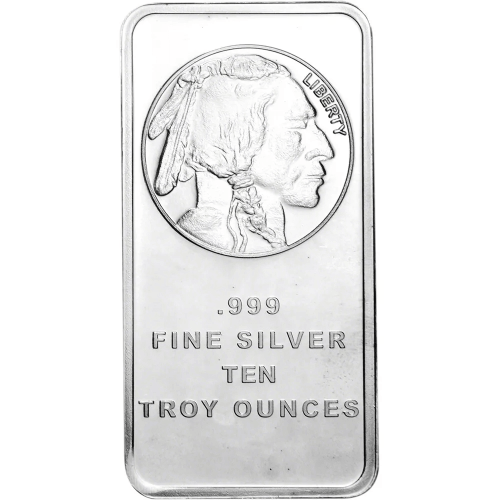 Fine Silver Towne Bar, Buffalo Design Silver Bullion For Collectors & Investors Fine Silver Towne Bar, Buffalo Design Silver Bullion For Collectors & Investors
