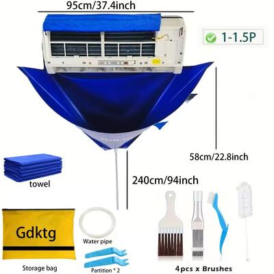 Air Conditioner Cleaning Cover Kit Waterproof Dust Protection Set 9000 18000 Btu 10pc