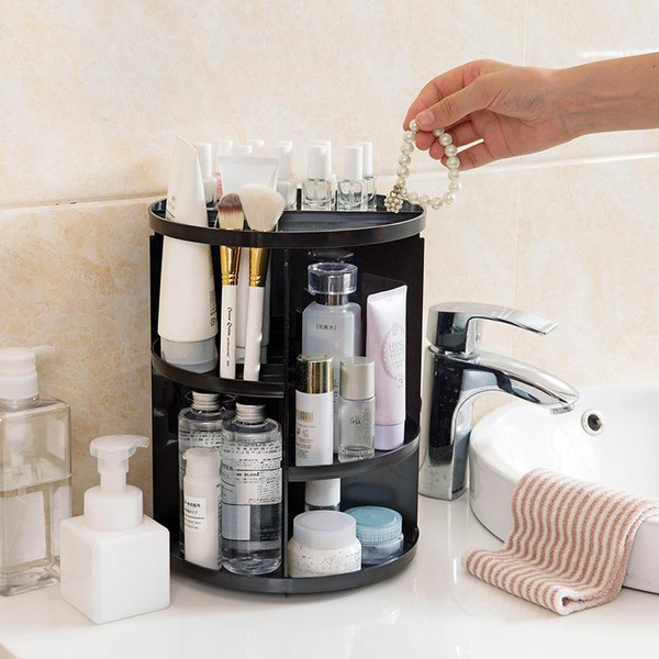 360 Rotating Makeup Organizer Black