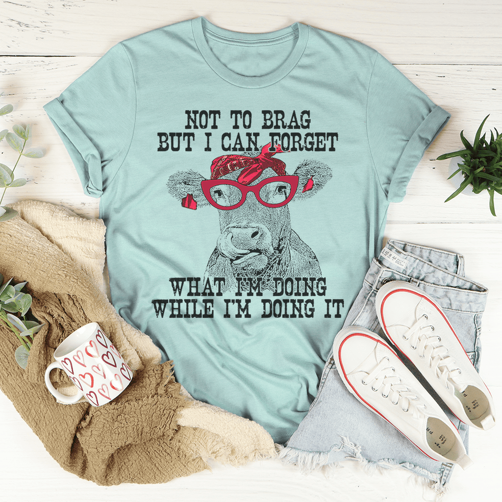 I Can Forget What I'm Doing While I'm Doing It Cow Tee Ash XL