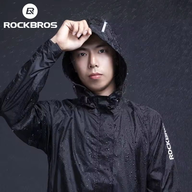 Mens Waterproof Cycling Jacket Reflective Hooded Windbreaker m black